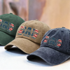 Dad Hero Legend 4th of July Personalized Dad USA Flag Washed Denim Baseball Cap CH07 896118