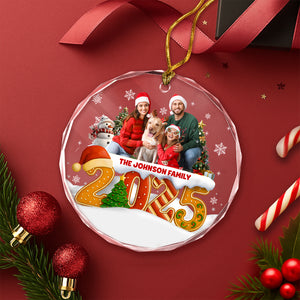 Custom Family Christmas Cake Crew Photo - Personalized Glass Ornament CH07 899974