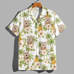 Custom Cat Photo Tropical Pattern Hawaii Shirt Gift For Cat Lovers HO82 893742