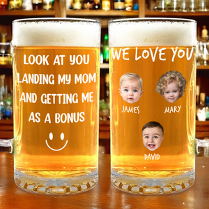 Custom Photo Great Job Dad We Turned Out Awesome Thank You! Print Glass Beer Mug HO82 893676