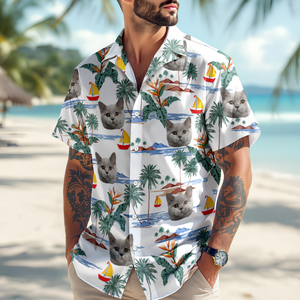 Custom Cute Cat Face Tropical Summer Vibe Hawaii Shirt LM32 893415