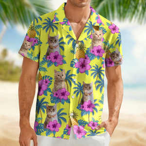 Custom Cat Photo Tropical Pattern Hawaii Shirt Gift For Cat Lovers HO82 893742