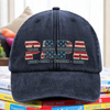 Dad Hero Legend 4th of July Personalized Dad USA Flag Washed Denim Baseball Cap CH07 896118