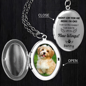 Custom Dog Cat Memorial Photo Personalized Don't Cry For Me Mom Locket Necklace CH07 895602
