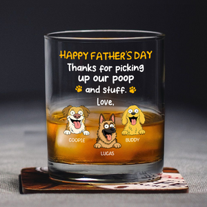 Happy Father's Day, Thank For Picking Up Our Poop Print Rock Glass Personalized Gift HO82 893712