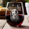 Custom Pet Face Shirt Vintage Style Stemless Wine Glass, Unique Dog Cat Lovers Gift HO82 903206