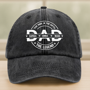 Custom Name Dad The Man The Myth The Legend Washed Denim Baseball Cap TH10 894005