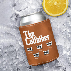 Personalized The Catfather Leather Can Cooler Holder Gift For Cat Dad HO82 894094