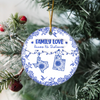Personalized Family Love Knows No Distance Toile De Jouy Style Ceramic Ornament HO82 894834