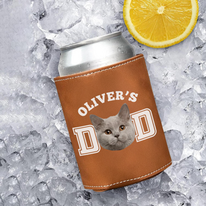 Custom Photo Dog Cat Dad Leather Can Cooler Holder Gift For Dog Cat Dad HO82 894096