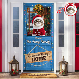 Custom Cat Photo Welcome To Our Home Peeking Pets Door Cover HO82 900244