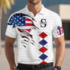 Personalized Golf American Flag Polo Shirt, White Golf Texture American Flag, Patriotic Golf Gift For Men HO82 900826