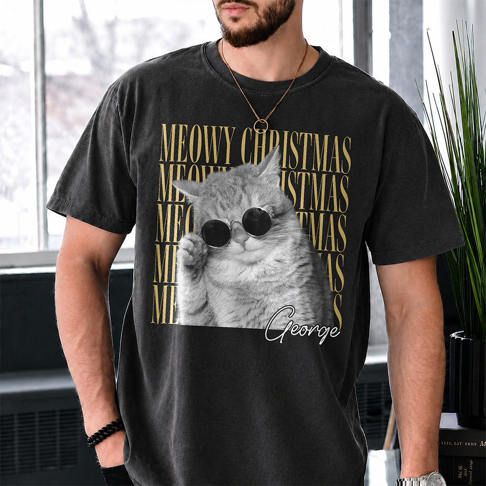 Personalized Vintage Dog Cat Photo Merry Christmas Comfort Shirt Gift For Cat Lovers HA75 922112