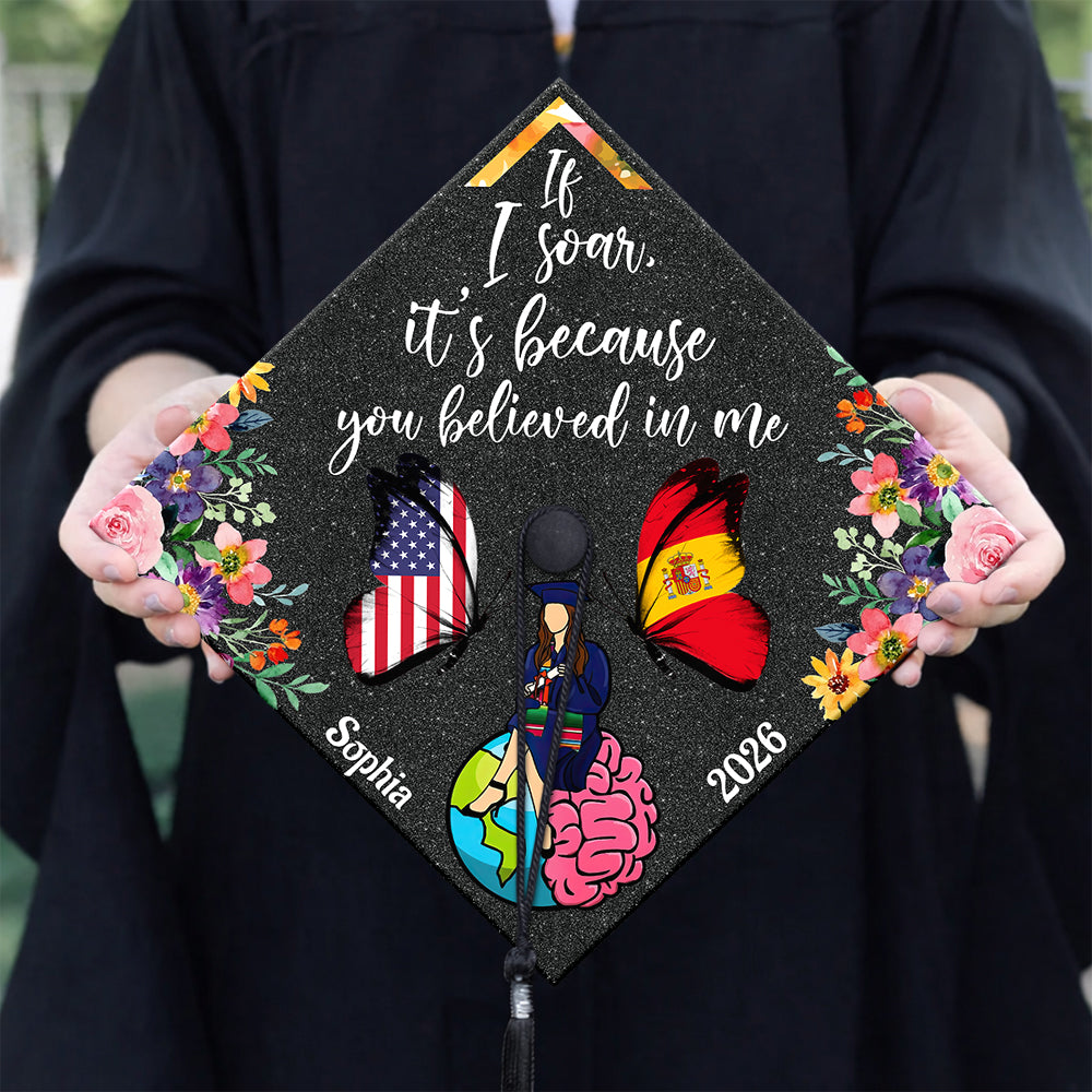 Custom Name Butterfly You Gave Me My Wings National Graduation Cap Topper LM32 899271