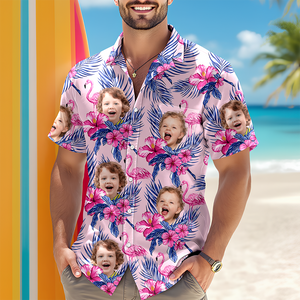 Custom Funny Photo Kid Flamingo Hawai Shirt Summer Gift, Family Gift HA75 892450