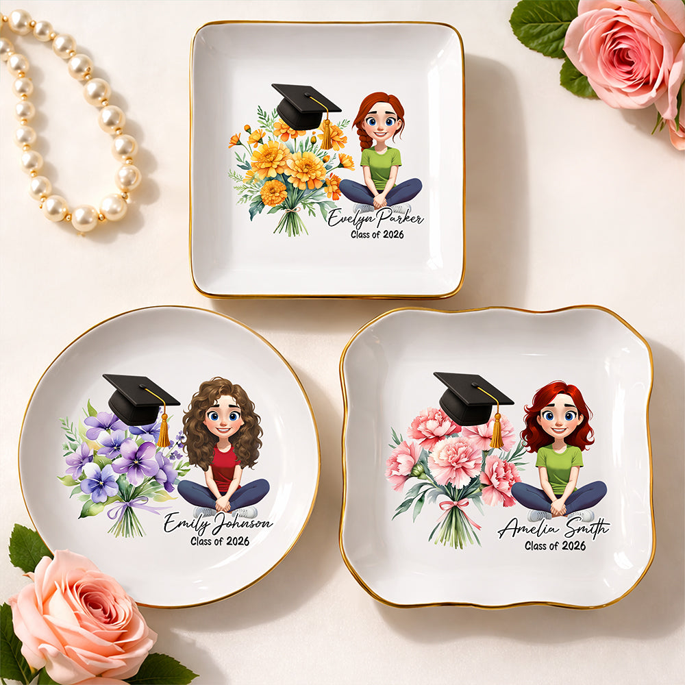 Personalized Birth Flower Class of 2026 Graduation Jewelry Dish HO82 901780