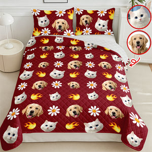 Custom Pet Photo Accessories Pattern Dog Cat Quilt Bedding Set HO82 900490