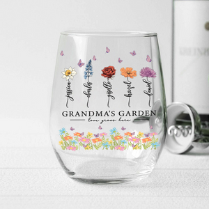 Grandma's Garden Love Grows Mother's Day Personalized Wine Glass LM32 893171