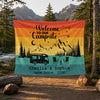 Personalized Retro Sunset Welcome To Our Campsite Camping Tapestry HO82 903078