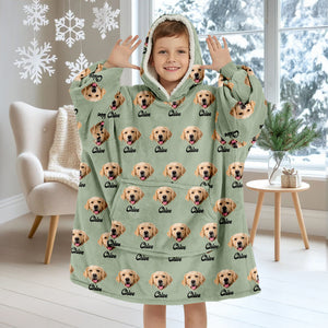 Custom Pet Portrait Hoodie Blanket – Personalized Dog/Cat/Person Photo & Name Gift HA75 898452