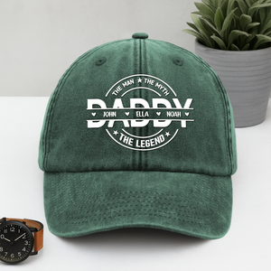 Custom Name Dad The Man The Myth The Legend Washed Denim Baseball Cap TH10 894005
