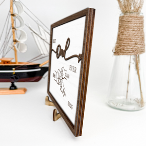 Personlaized Kid's Name Best Dad Ever 2-Layered Wooden Plaque With Stand HO82 893982