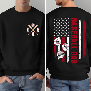 Custom Baseball Dad Shirt with Kids Name Back & Front Dark Shirt CH07 895870