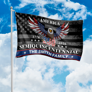 Custom Family Name America Eagle 250th Anniversary Semiquincentennial 1776-2026 Patriotic House Flag CH07 899582