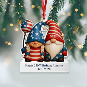 Custom Gnome Couple Happy 250th Anniversary American Acrylic Ornament LM32 897239