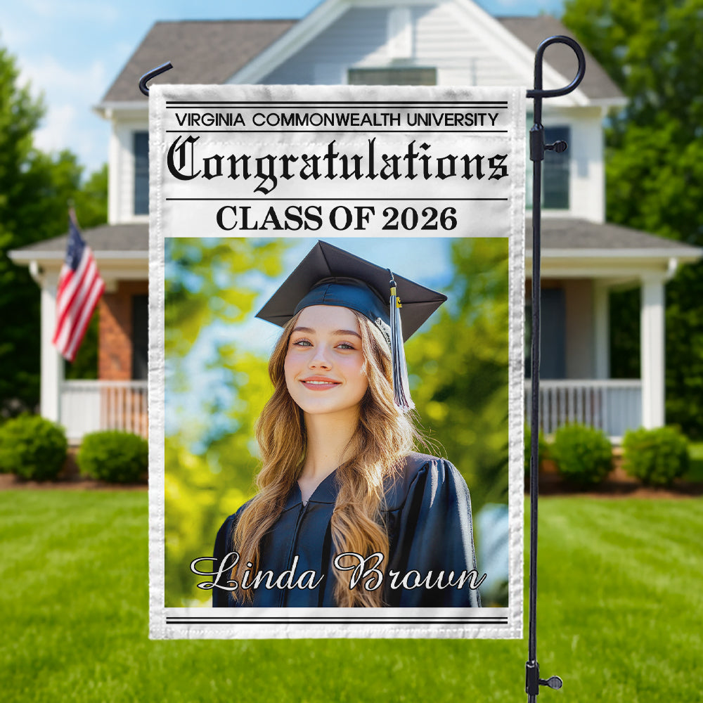 Custom Photo Newspaper Styles Class Of 2026 Garden Flag Graduation Party Decor CH07 910716