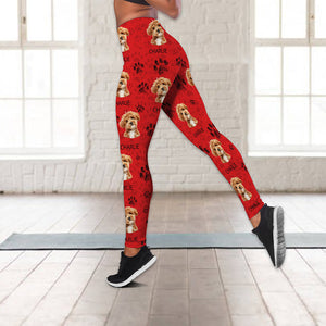 Custom Dog Photo With Paw Pattern Legging HO82 900530