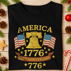 Anniversary Liberty Bell Embroidered Effect Dark Shirt America 250th Anniversary Shirt CH07 899188