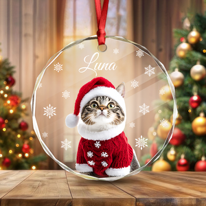 Custom Photo Cat Glass Ornament For Christmas HA75 897240