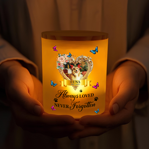 Custom Photo Pet Always Loved Never Forgotten Glass Jar With LED Candle HO82 893826