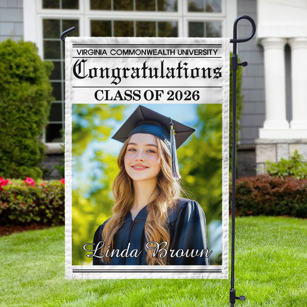 Custom Photo Newspaper Styles Class Of 2026 Garden Flag Graduation Party Decor CH07 910716
