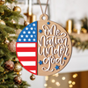 One Nation Under God America 250th Birthday 2 Layer Wooden Ornament LM32 895473