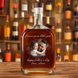 Custom Photo Forever Your Little Girl, Little Boy & Dad Family Whiskey Bottle HO82 894062