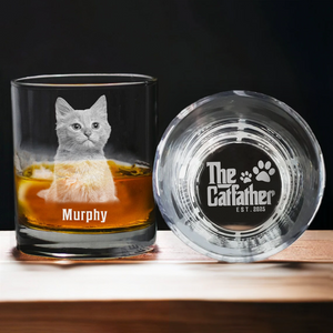 Custom Photo The Cat Father For Cat Lover Whiskey Glass TH10 892847