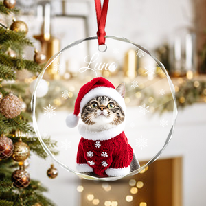 Custom Photo Cat Glass Ornament For Christmas HA75 897240