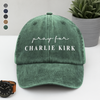 Pray for Charlie Kirk Washed Denim Baseball Cap LM32 65539