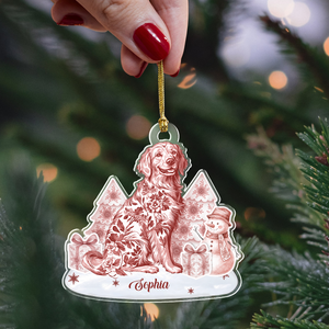 Personalized Name Dog Toile De Jouy Christmas Acrylic Ornament LM32 895045