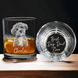 Custom Photo Best Dog Dad Cat Dad Ever Personalized Engraved Whiskey Glass CH07 895722