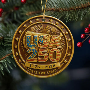 USA 250 Anniversary 1776-2026 United We Stand Ceramic Ornament HO82 900174