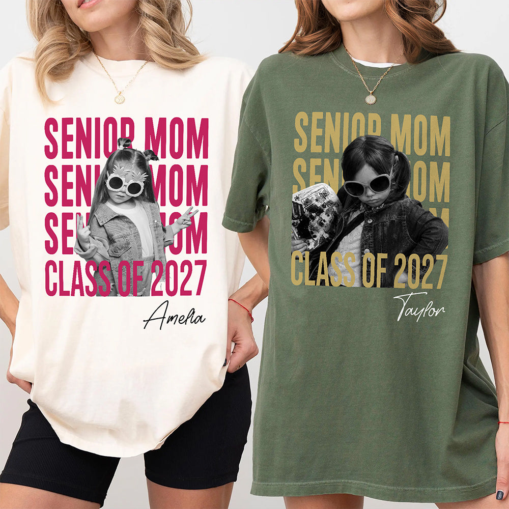 Custom Photo Senior Mom, Dad Class Of 2027 Vintage Comfort Shirt HA75 922006