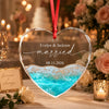 Personalized Married Couple Heart Glass Ornament Christmas Keepsake, Newlywed Wedding Gift LM32 669799