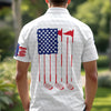 Personalized Golf American Flag Polo Shirt, White Golf Texture American Flag, Patriotic Golf Gift For Men HO82 900826