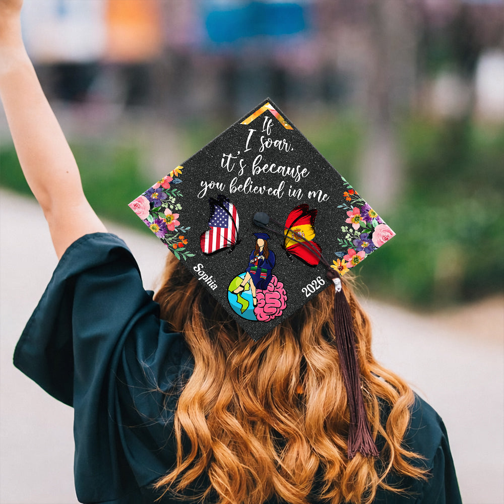 Custom Name Butterfly You Gave Me My Wings National Graduation Cap Topper LM32 899271