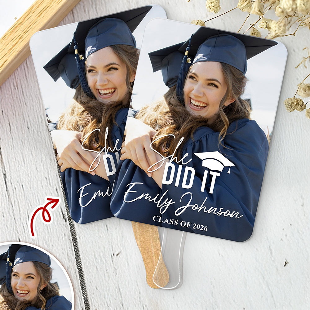 Custom Photo She Did It Class Of 2026 Graduation Face Fan For Party HO82 902256