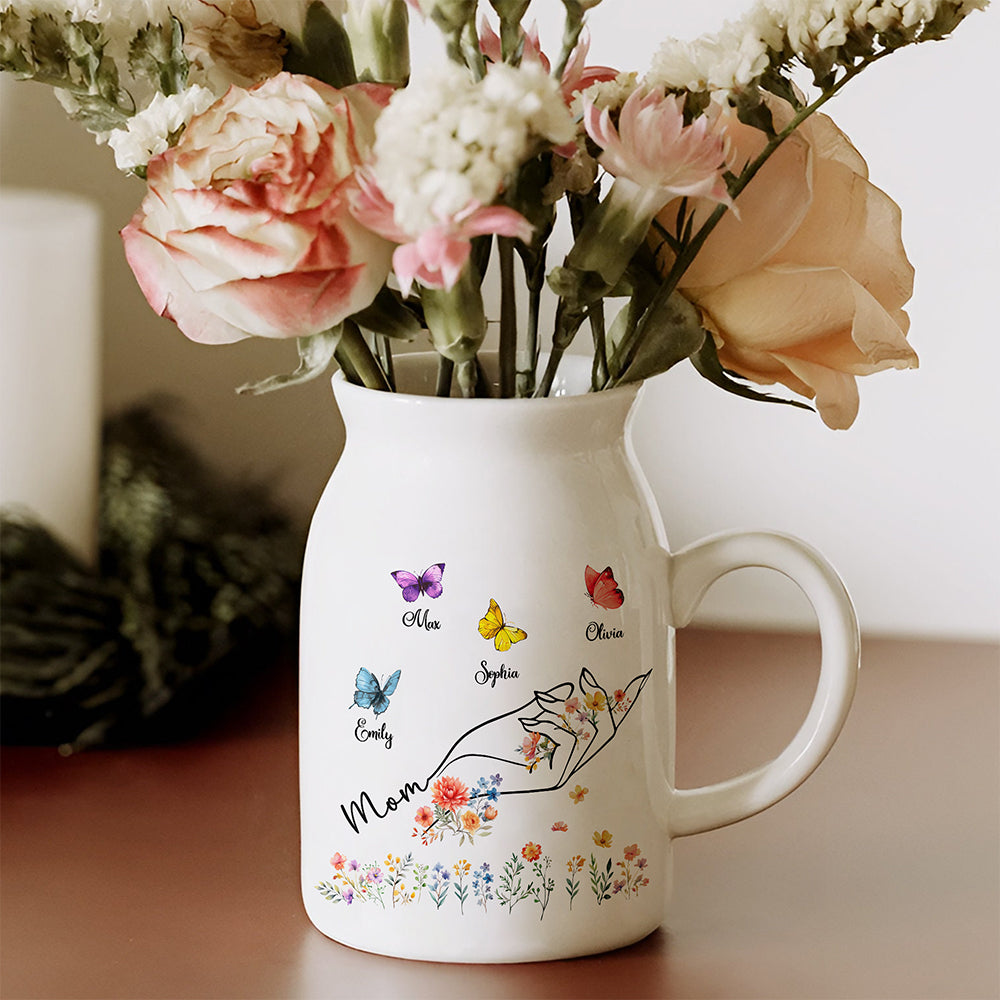 Custom Kids Name Butterfly Floral Vase – Personalized Mother’s Day Gift for Mom, Grandma LM32 899397