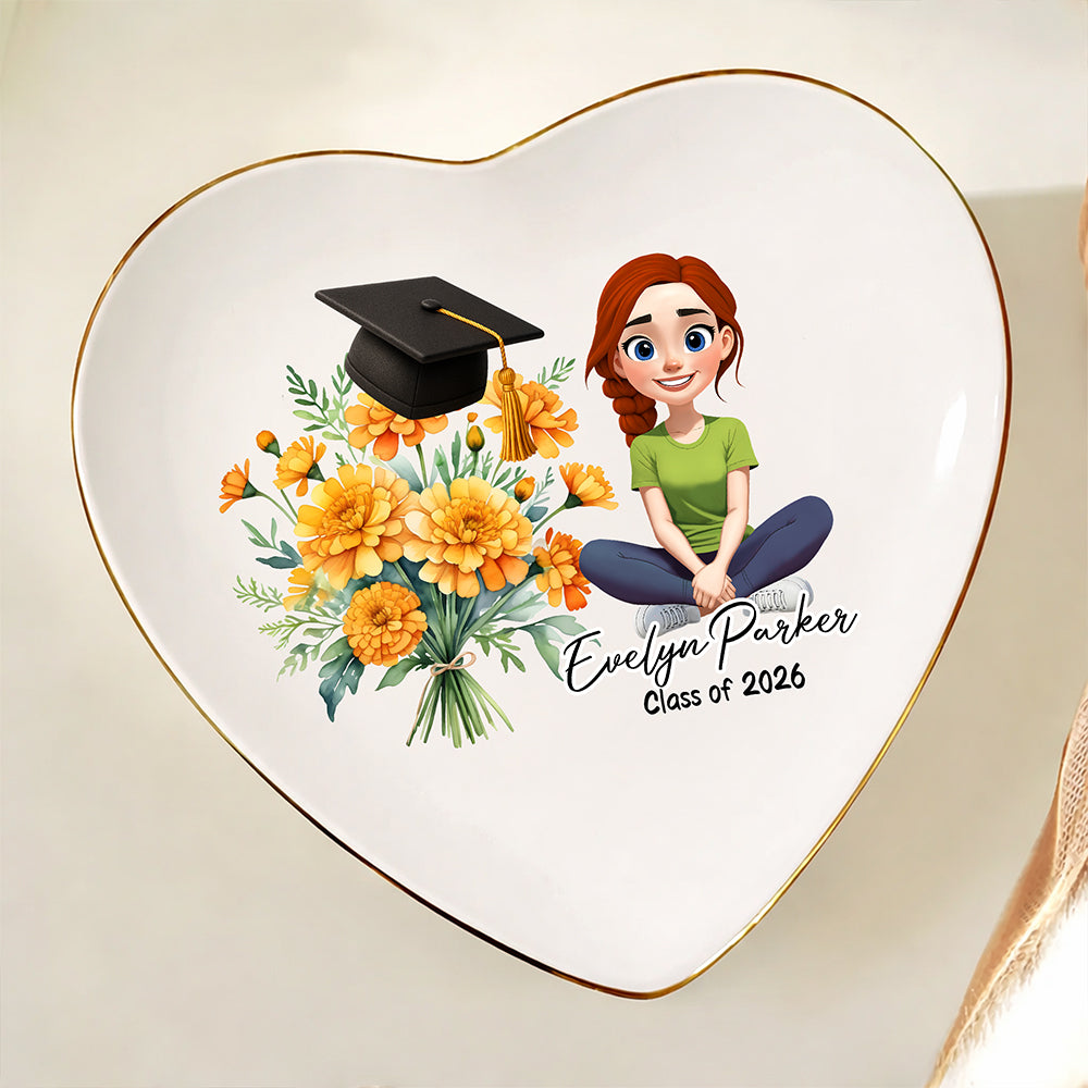 Personalized Birth Flower Class of 2026 Graduation Jewelry Dish HO82 901780